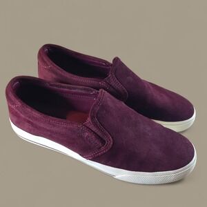 Polo Ralph Lauren Slip On Sneakers Mens 9 D Burgundy Suede Shoes Vaughn Slip II